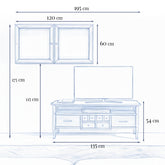 Composizione Porta TV Tiziano con base e pensile vetrina due ante in vetro molato. Un arredo Piombini che racconta l’eleganza classica e il valore autentico dell’artigianato italiano.